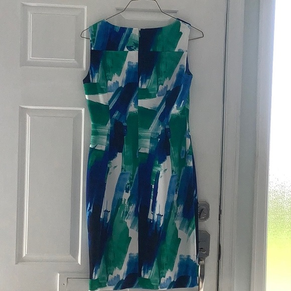 Calvin Klein, size 6, multi colors of blue,green and white. Rushed at waist . - Picture 2 of 2